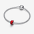 Charm Pandora Cristal de Murano Rojo en plata de ley y color rojo sobre pulsera de plata vista cenital - 794425C00
