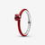 Vista lateral del Anillo Pandora Corazón Chakra Rojo en plata de ley y esmalte rojo - 193088C05