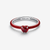 Vista frontal del Anillo Pandora Corazón Chakra Rojo resaltando el esmalte rojo y la plata de ley - 193088C05