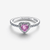 Vista frontal del Anillo Pandora Corazón Elevado Lila en plata de ley con acabado brillante - 198421C12