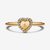 Vista frontal del Anillo Pandora Halo y Corazón Grabable chapado en oro con circonitas transparentes y grabado personalizado - 163801C01