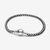 Vista frontal de la Pulsera Pandora Cadena Caja Cordón Negro en plata de ley y color negro - 593816C02