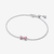 Vista frontal de la Pulsera Pandora Cadena Lazo en plata de ley con circonitas rosas - 594234C01