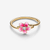 Detalle del Anillo Pandora Flor de Vaiana de Disney chapado en oro con circonita y esmalte rosa - 163844C01