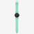 Vista superior completa del Reloj Swatch Hint of Mint con esfera negra y brazalete de silicona verde - SO29L103