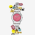 Vista frontal del Reloj Swatch The Charm of Mom con brazalete de acero inoxidable y esfera rosa - YSZ101G