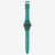 Vista trasera del Reloj Swatch Wavelengths of Moss con esfera verde y correa de silicona - SO28L100