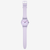 Vista completa vertical del Reloj Swatch Lavendaze con brazalete de silicona y esfera violeta - SO29V101