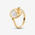 Anillo Medallón Reversible Pegaso de Pandora en aleación de metales con chapado en oro y detalles blancos en vista frontal - 164812C01