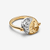 Anillo Medallón Reversible Sol y Luna en plata y chapado en oro mostrando la parte posterior grabada - 164810C01