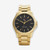Vista frontal del Reloj Tommy Hilfiger con brazalete de eslabones con esfera negra y detalles dorados - 1792241