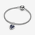 Charm Colgante Pandora Grabable Corazón Azul con grabado de fecha en pulsera - 735088C01