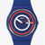 Primer plano de la esfera del Reloj Swatch Blue to Basics - SO28N703