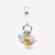 Charm colgante Triple Celestial en plata de ley con elementos bañados en oro de 14k y cristales, mostrado desde otro ángulo - 762676C01