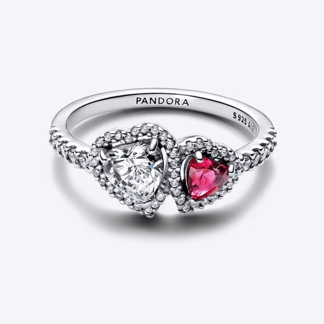 Anillo Pandora Halo Corazones