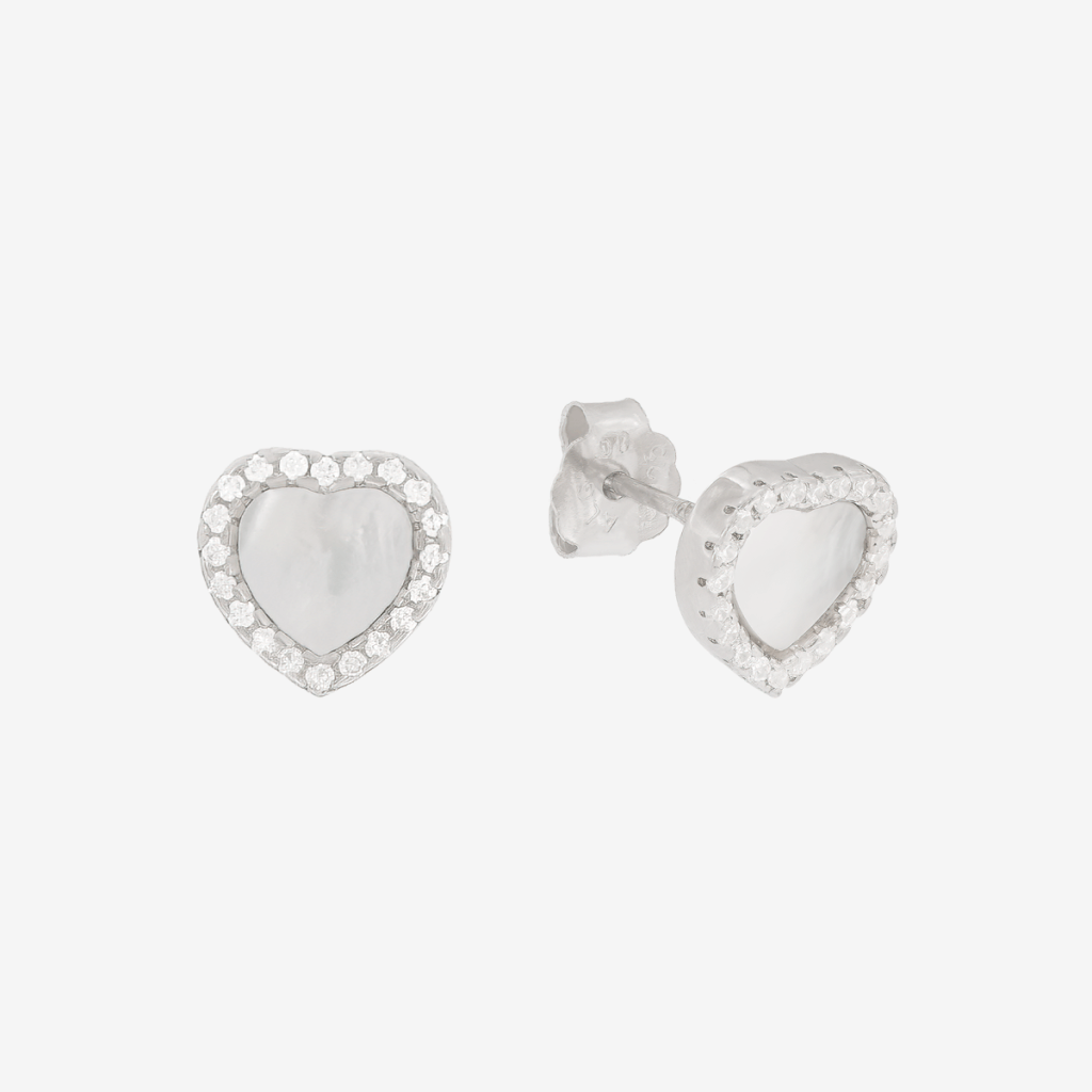 Pendiente de Plata Heart White