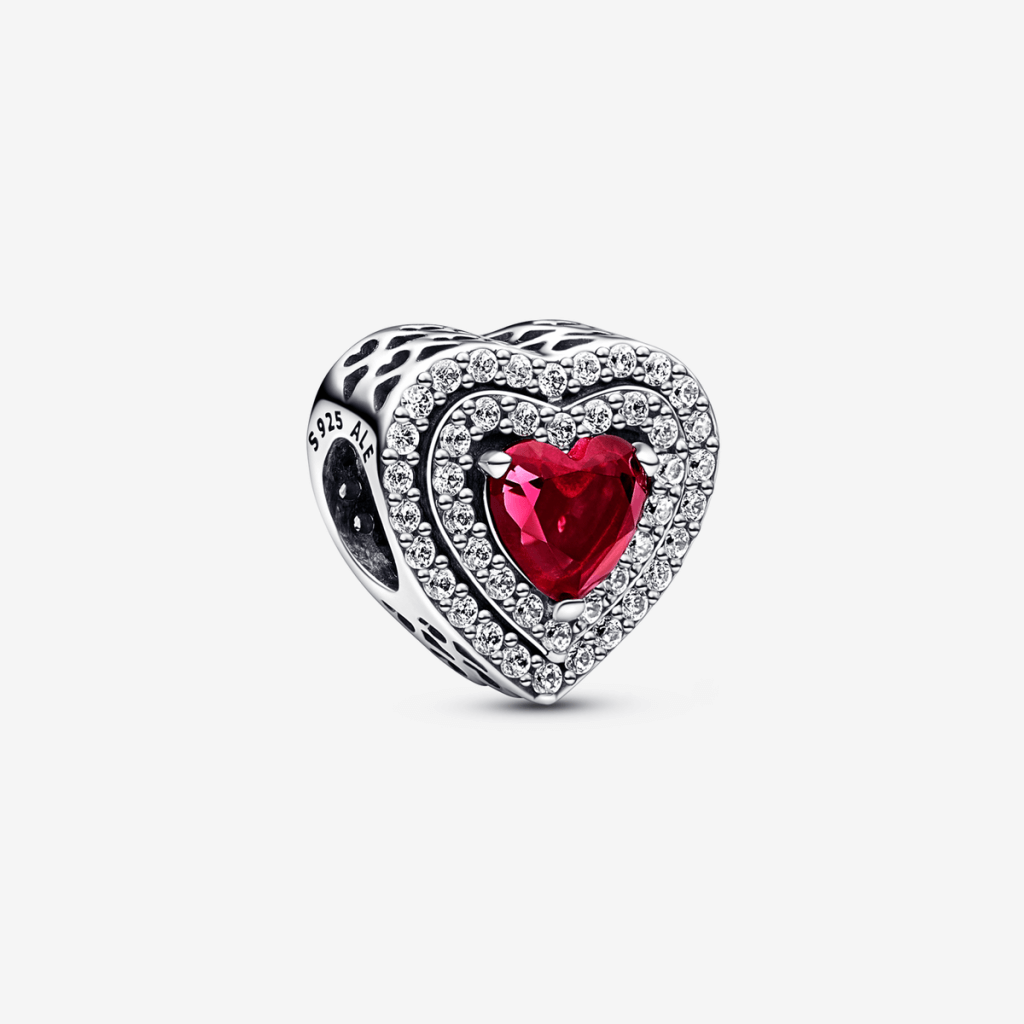 Charm Pandora Corazón Nivelado Rojo Brillante