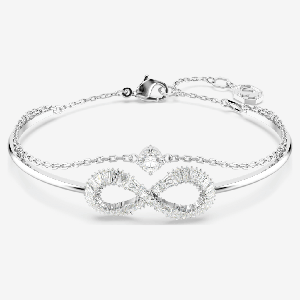 Brazalete Hyperbola. Símbolo del infinito, Blanco, Baño de rodio