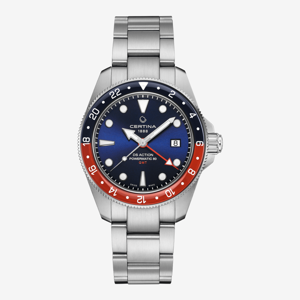 Reloj Certina DS Action GMT Powermatic 80 Acero, Esfera Azul