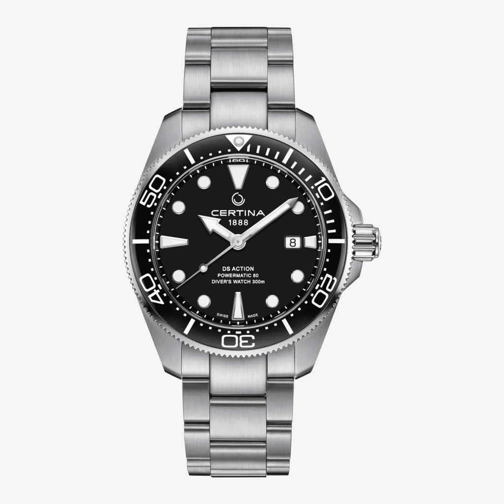Reloj Certina DS Action Diver 43mm Powermatic 80 Acero, Esfera Negra