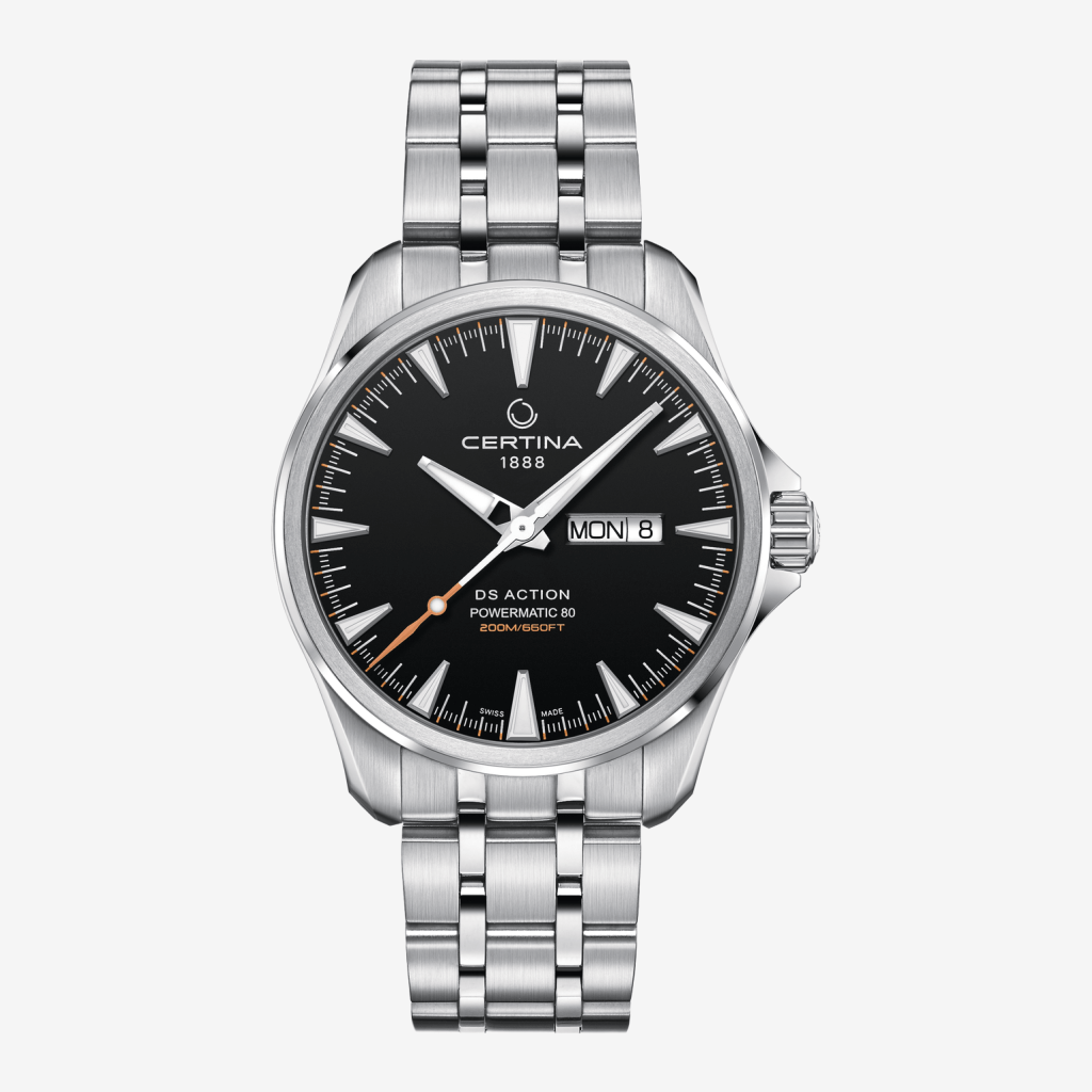 Reloj Certina DS Action Day Date Powermatic 80 Acero, Esfera Negra