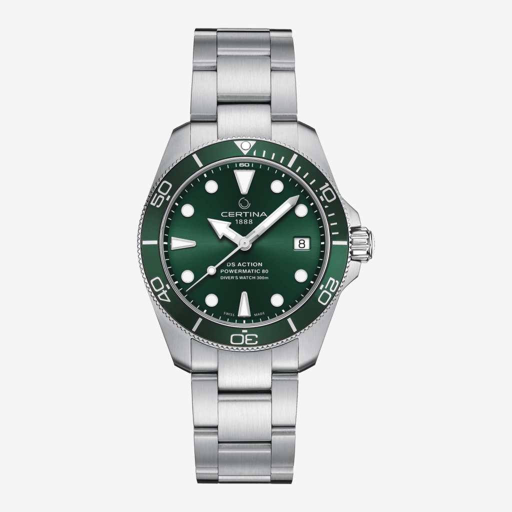 Reloj Certina DS Action Diver 38mm Powermatic 80 Acero, Esfera Verde