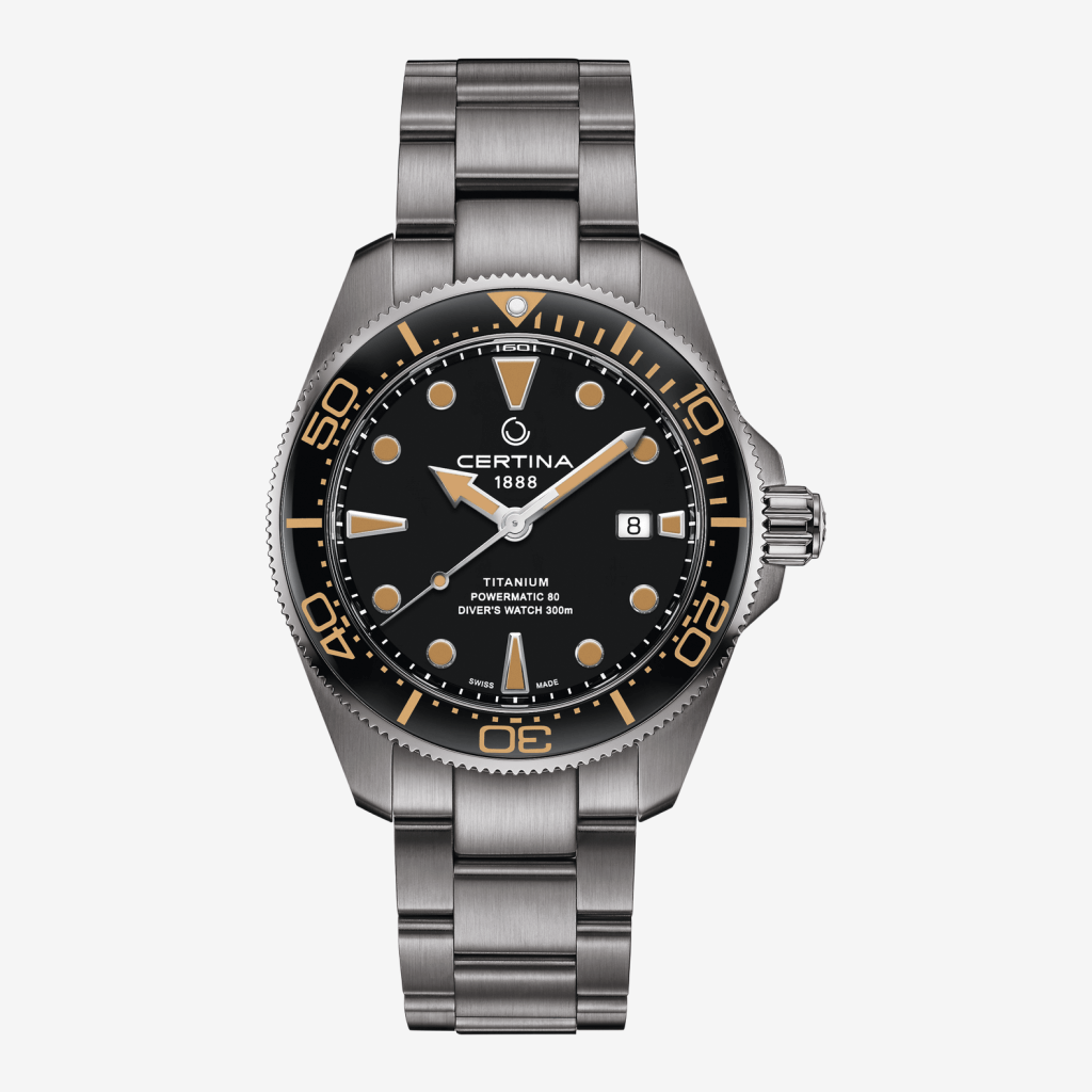 Reloj Certina DS Action Diver 43mm Powermatic 80 Titanio, Esfera Negra