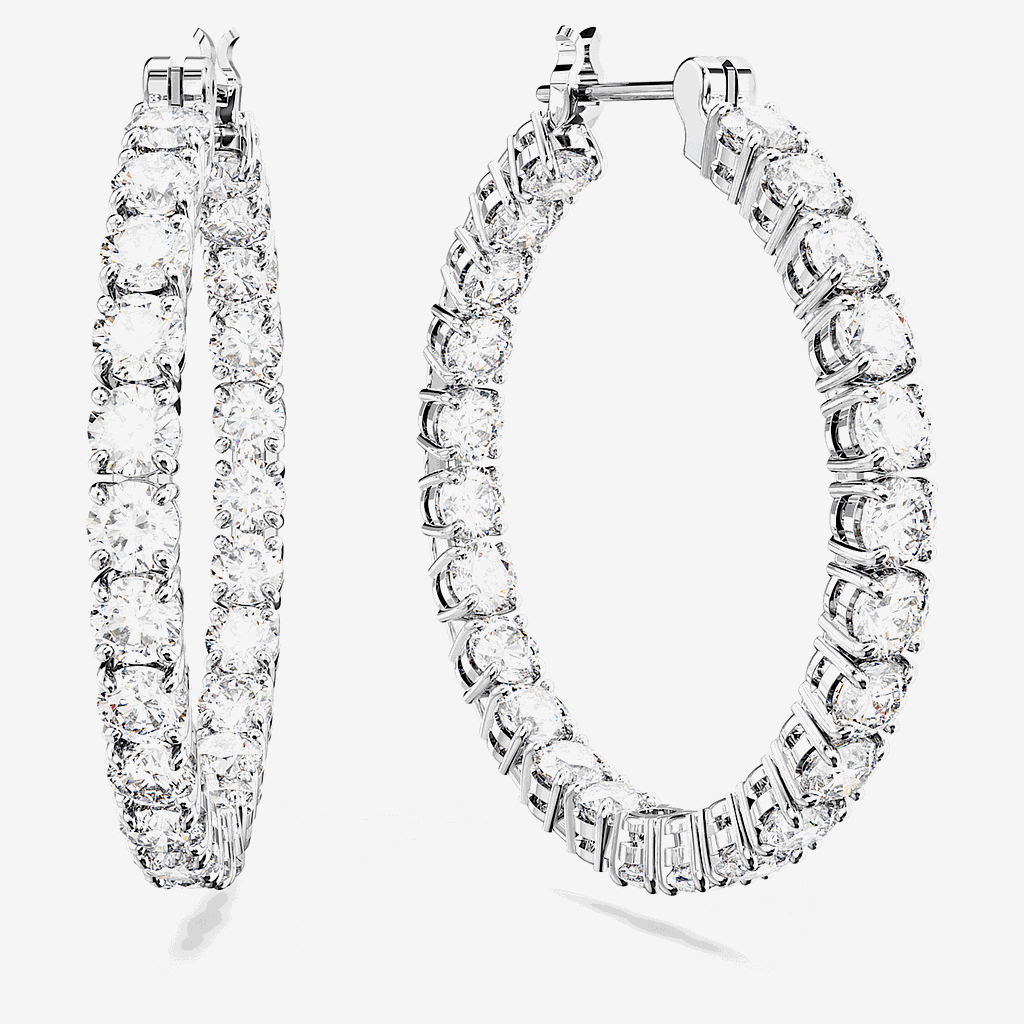 Pendientes de aro Matrix Swarovski Bañados en Rodio