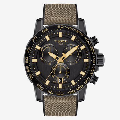 Reloj Tissot Supersport Chrono Brazalete Tela Marrón