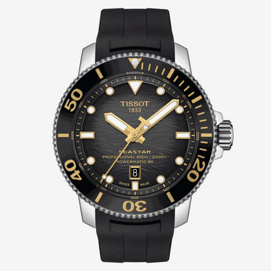 Reloj Tissot Seastar 2000 Professional Powermatic 80 Brazalete Caucho Negro