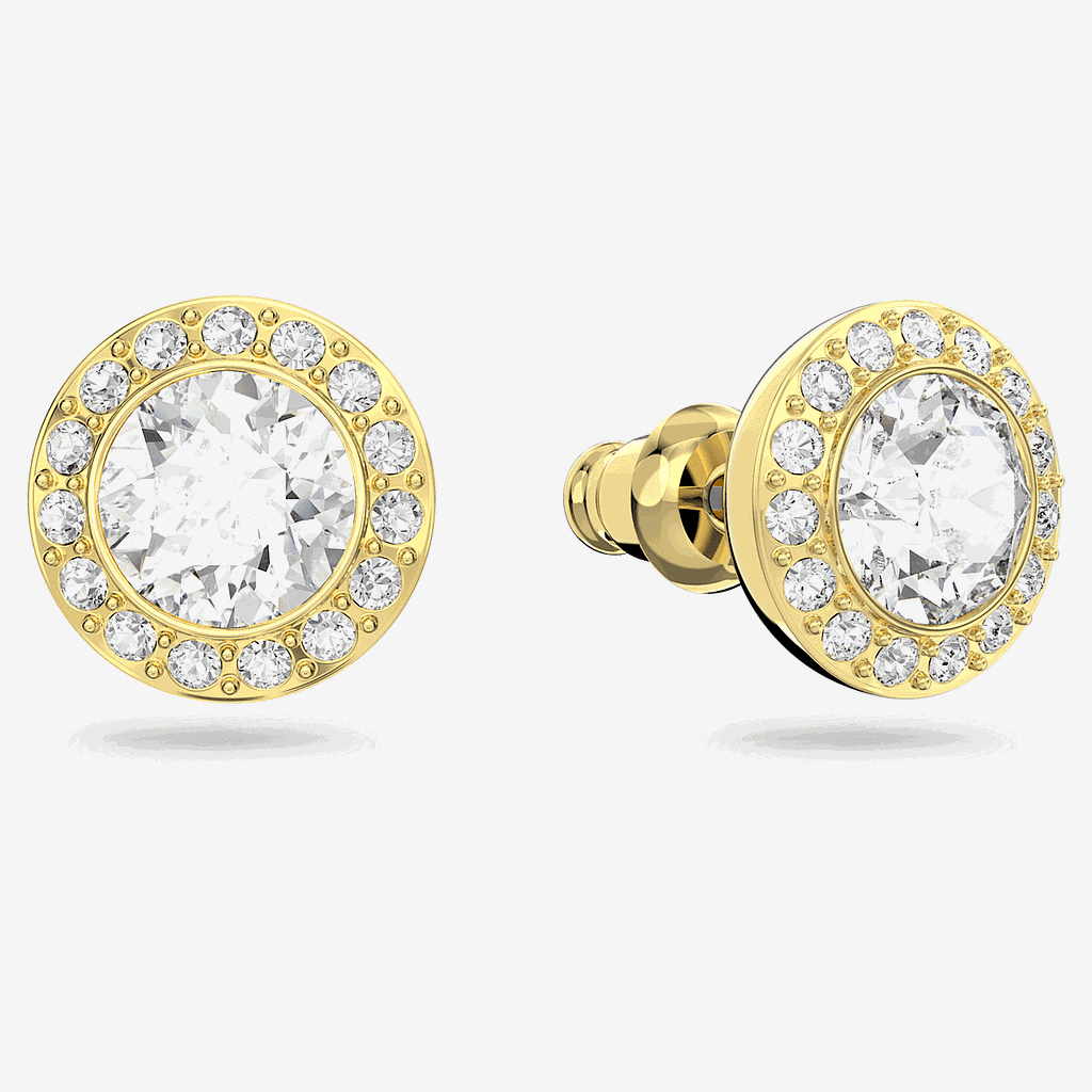 Pendientes de botón Angelic Swarovski Chapados en Oro