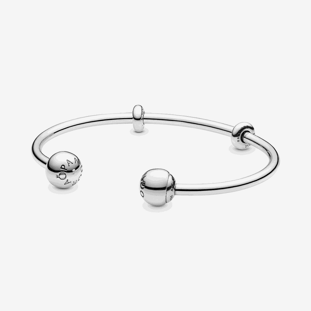 Pulsera Pandora Moments abierta con cierres Pavé para charms