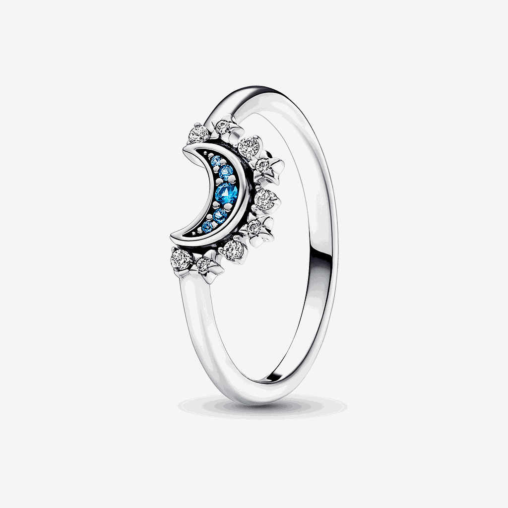 Anillo Pandora Luna Celestial Azul