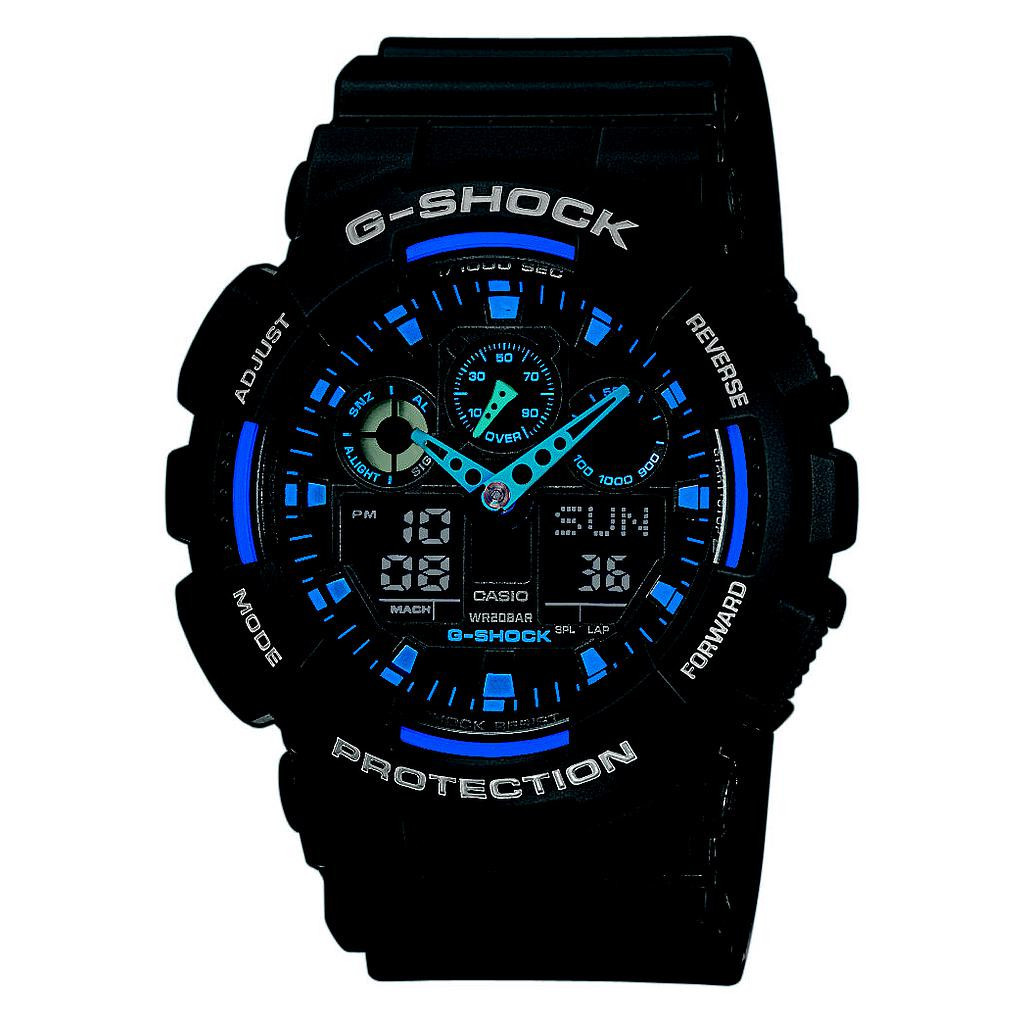 Reloj Casio G-Shock Serie Ga-100 Plástico Negro y Azul