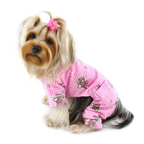 Adorable Teddy Bear Love Flannel PJ Medium Pink