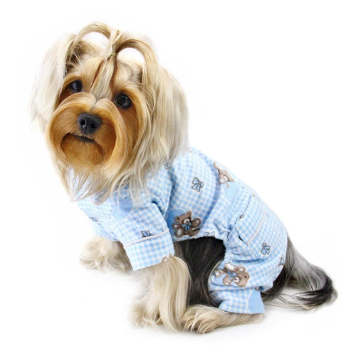 Adorable Teddy Bear Love Flannel PJ Small Light Blue