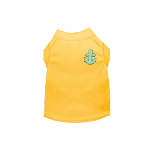 Chenille Embroidered Anchor Dog Shirt 2X Large YELLOW
