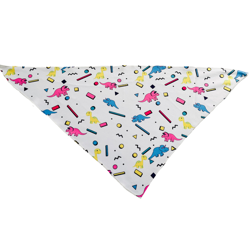 Cutie Ties Tie On Dog Bandana Small Dino Doggy White