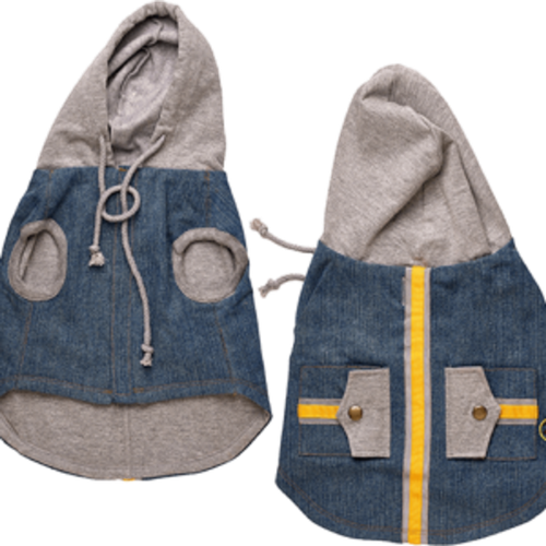 Denim Hoodie Vest Small Indigo