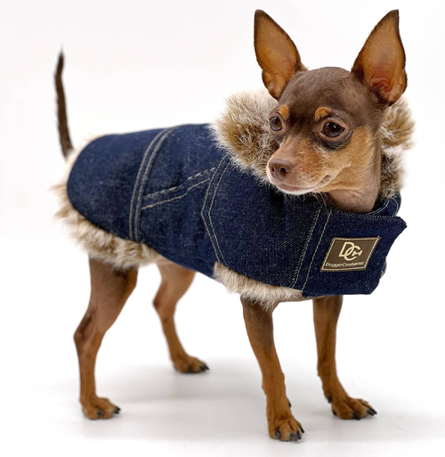 DCNY Faux Fur Denim Coat SM