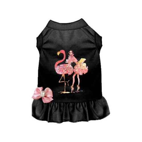 Fancy Flamingo Dress X Small BLACK