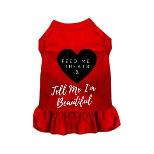 Feed Me Treats & Tell Me I'm Beautiful X Large Solid Red