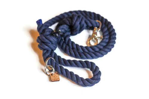 Knotted Rope Dog Leash 4 ft Navy
