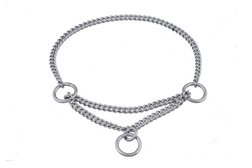 Martingale Show Chain Collar (8in x 1.2 mm) Chrome Plated Metal Chain
