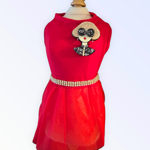 Ms. Fashion Red Party Dog Dress X Small