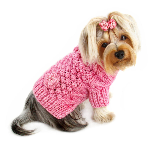 Pink Bobble Stitch Turtleneck Hand Knitted Sweater XS Pink