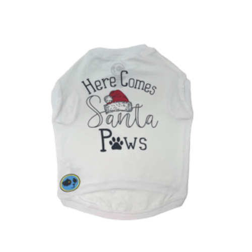 Santa Paws Tee Small White