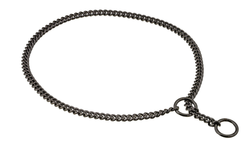 Slip Curve Show Chain Collar (24 in x 1.4 mm) Black Metal Chain