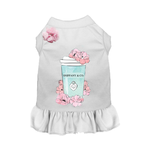 Sniffany and Coffee Dog Dress 2X Large WHITE