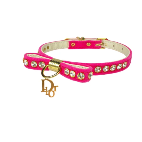 Velvet Dior Charm Collar 12" PINK